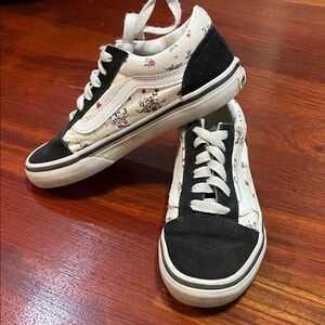 Vans Floral Black and White Sneakers